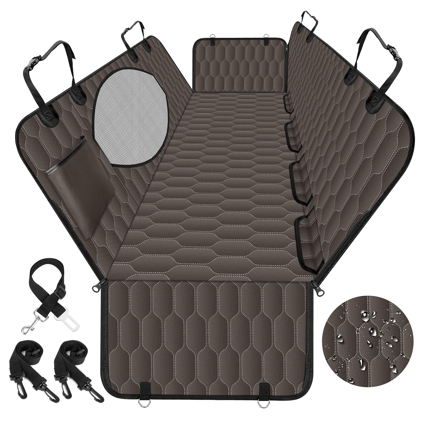 Waterproof Dog Car Seat Hammock with Mesh Window