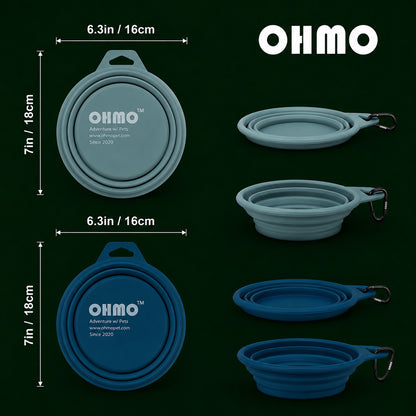 OHMO Premium Silicone Portable Pet Bowls 2-Pack