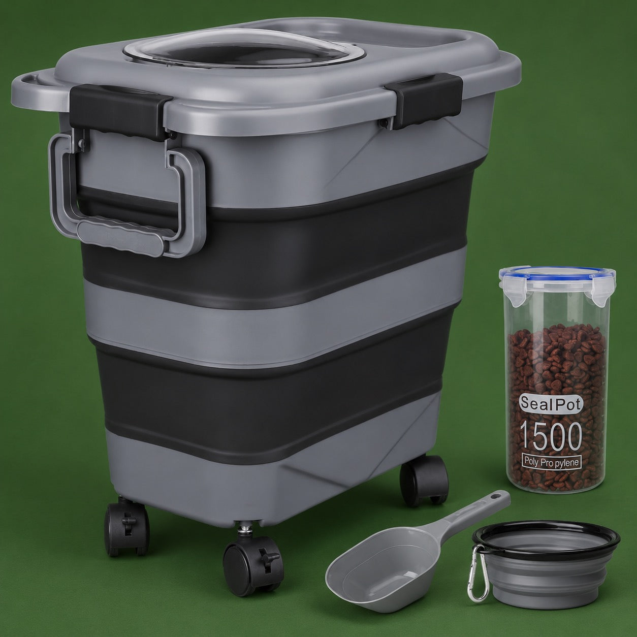 TIOVERY Pet Food Guard 10-25 lbs Airtight Storage with Wheels