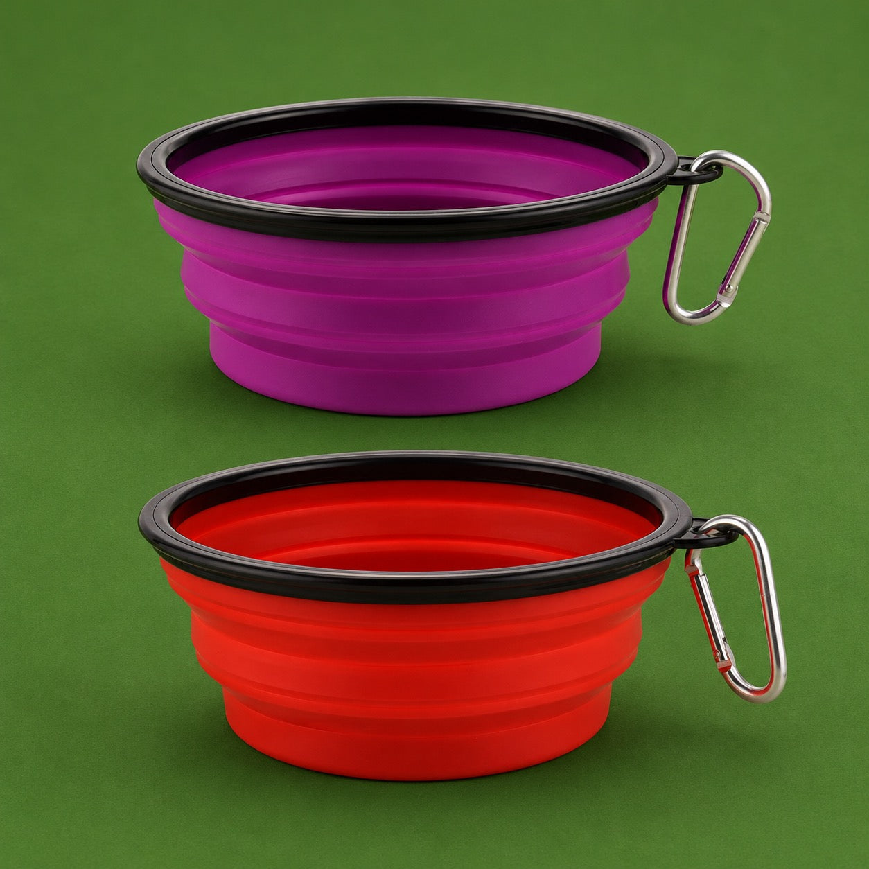Portable 34oz Collapsible Pet Bowls - 2 Pack (Purple & Red)