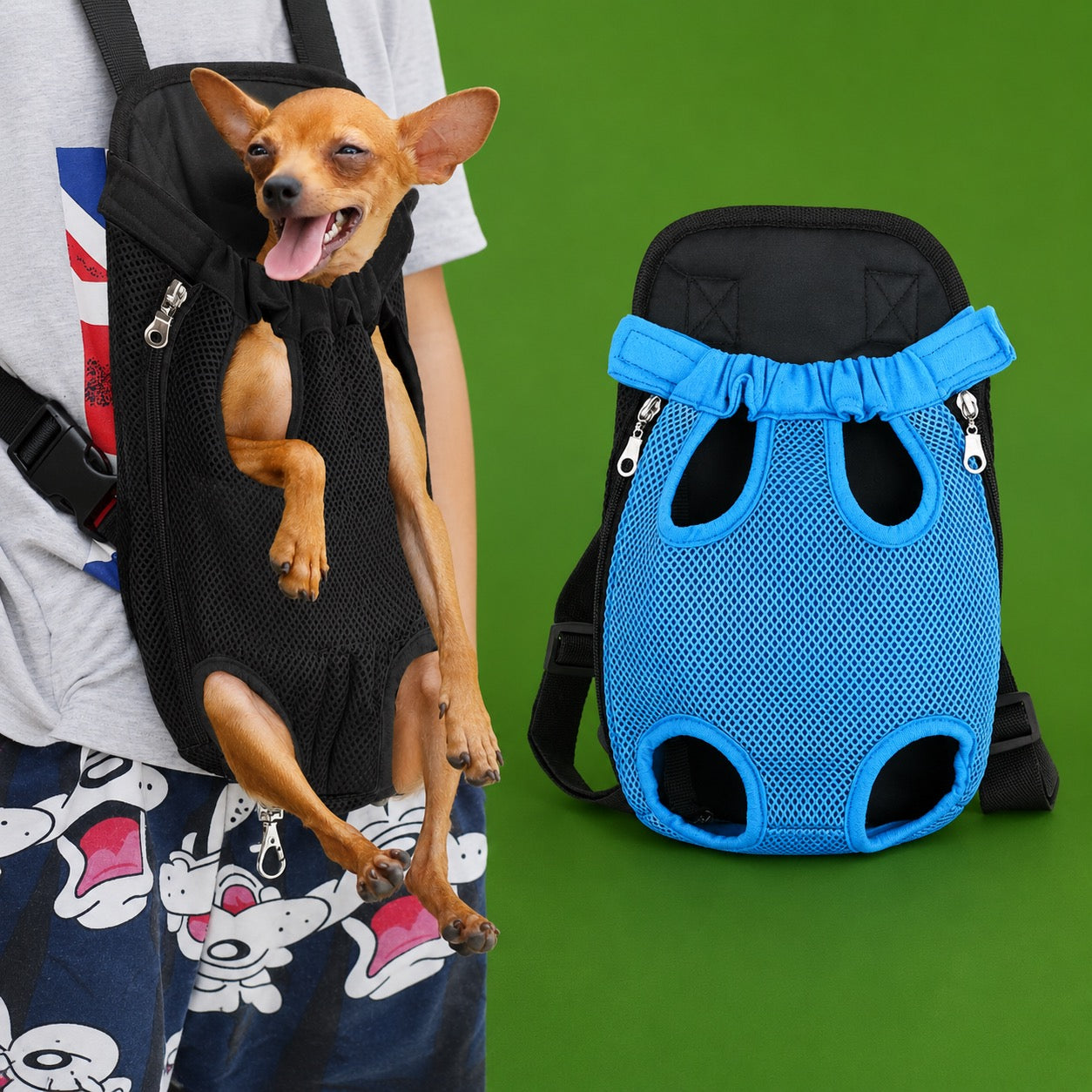 Light Blue Compact Pet Hiking Backpack