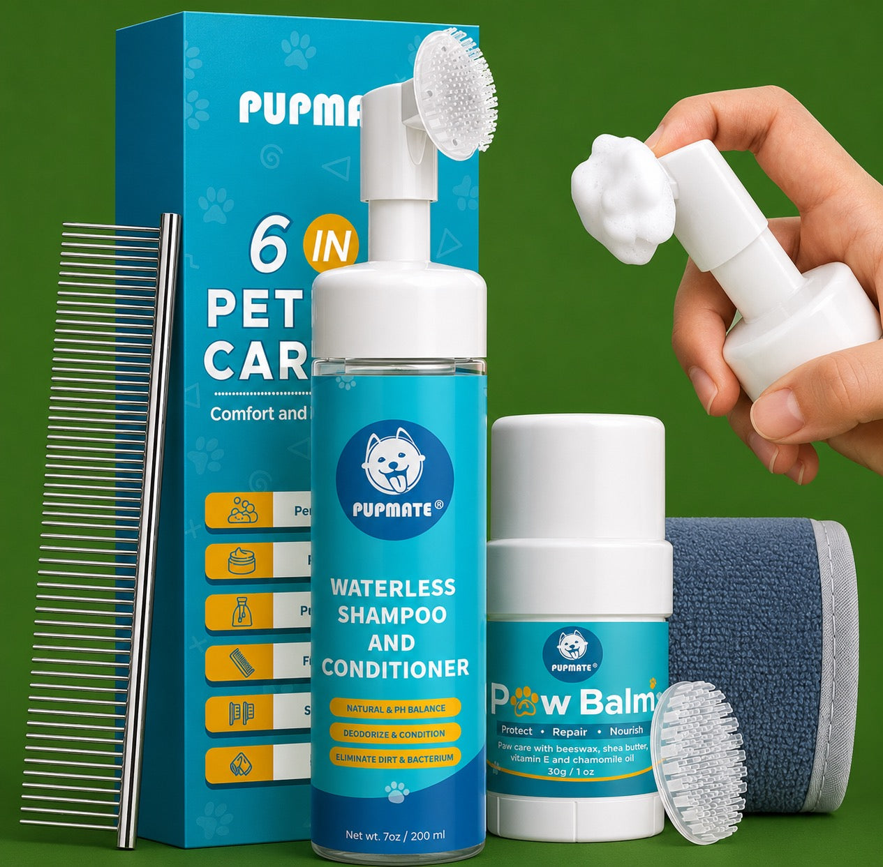 Paw Protector Combo | Rinse-Free Cleaner & Balm | Dog & Cat Grooming