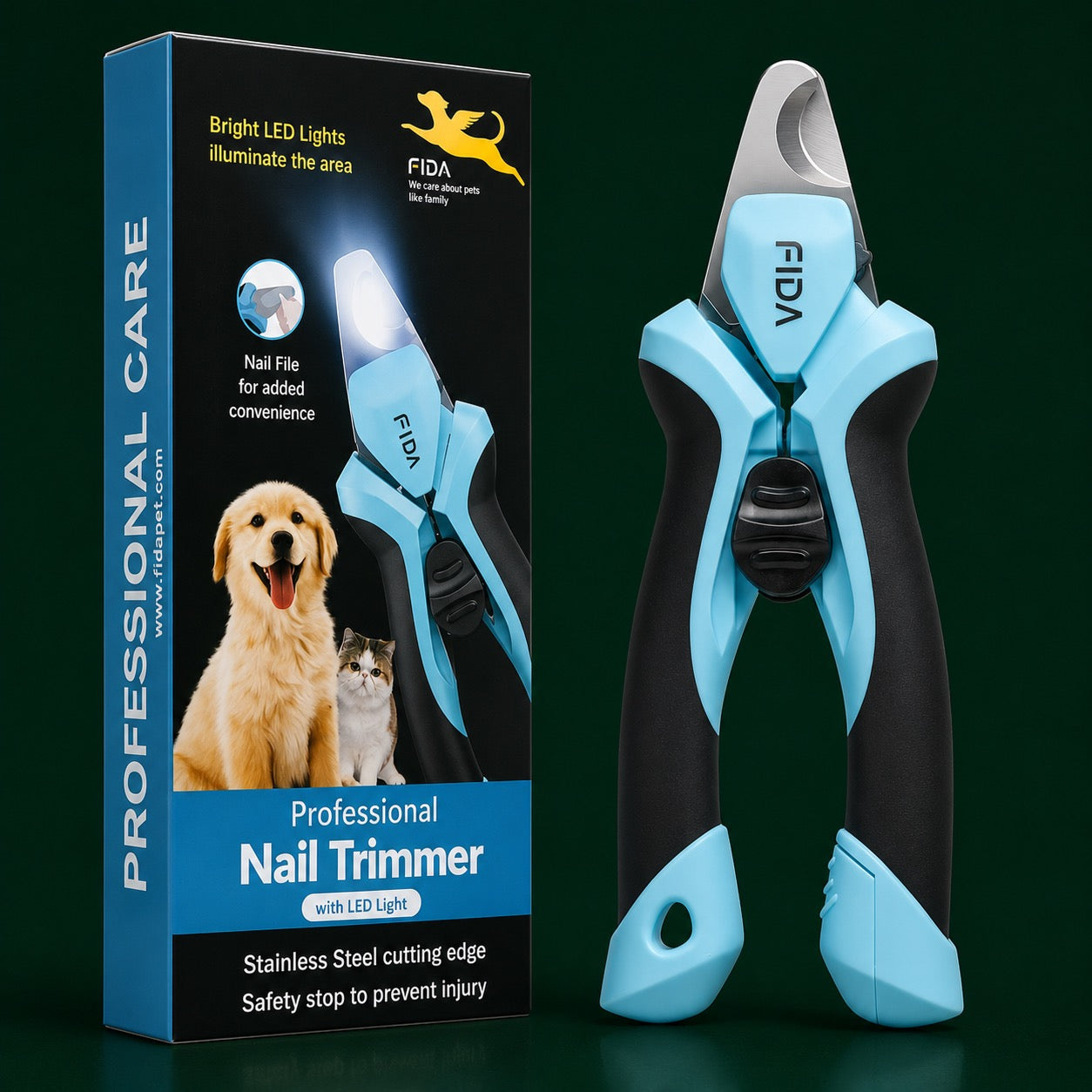 Luminous Pet Nail Clippers with Safety Lock