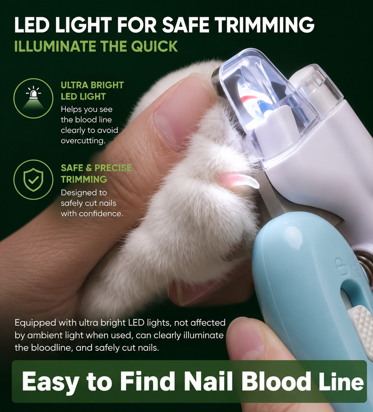 LED Safety Pet Nail Clippers for Cats and Dogs