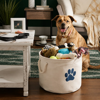 Bone Dry Collapsible Pet Bin Small Round Off-White