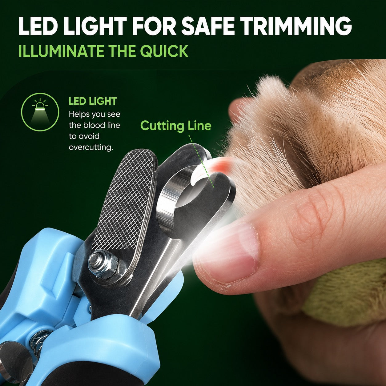 Luminous Pet Nail Clippers with Safety Lock