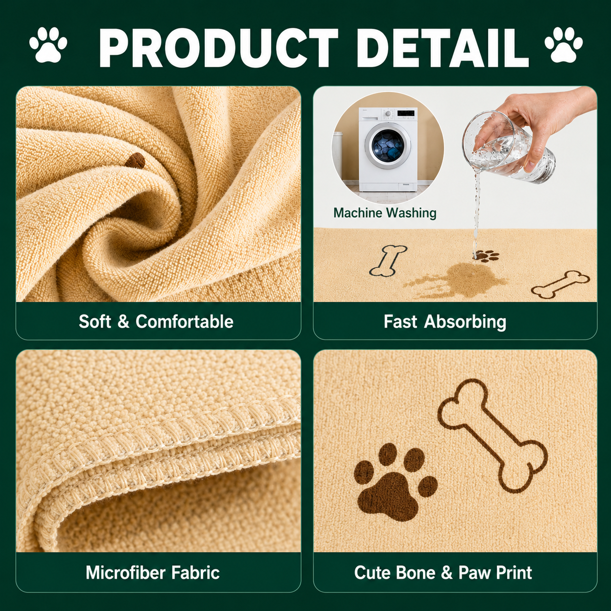 4-Pack Microfiber Dog Towels